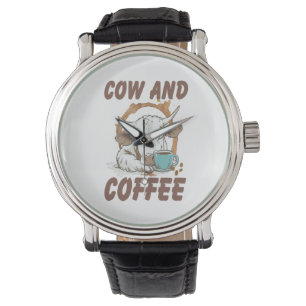 Relógio Vaca e café, garota ocidental engraçada