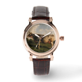 Relógio Vaca em campo (Fazenda animal) (por Filippo Palizz