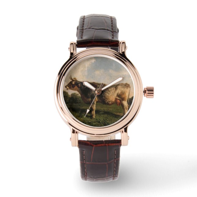 Relógio Vaca em campo (Fazenda animal) (por Filippo Palizz (Frente)