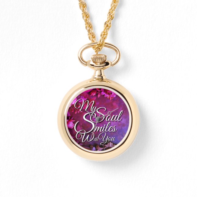 Relógio Valentine Photo Watch Necklace Love Quote Necklace (Frente)