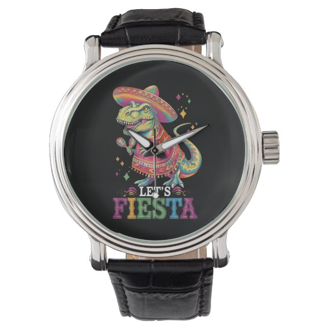 Relógio Vamos Festejar Cinco De Maio T Rex Dinossauro (Frente)