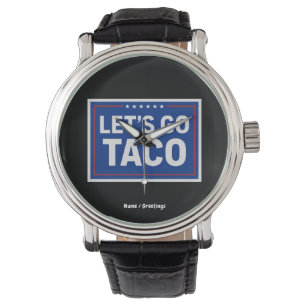 Relógio Vamos Go Taco Funny Design Bold Retro Político