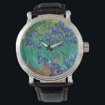Relógio Van Gogh Irises. impressionismo floral azul<br><div class="desc">Cuidado com Van Gogh "Irises". Arte do impressionismo floral azul.</div>