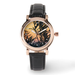 Relógio Vegetação no pôr do sol