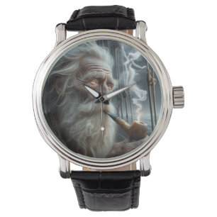 Relógio Velho Marinheiro Fumando um Pipe