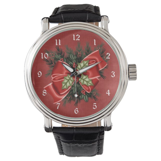 Relógio Veneração Natal Feriada e Bonito Arco Vermelho (Frente)