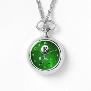 Relógio Verde de Golfe Girly Monograma