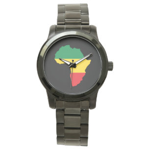 Relógio Verde, ouro & bandeira vermelha de África