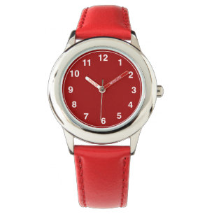 Relógio vermelho de aço inoxidável feito sob