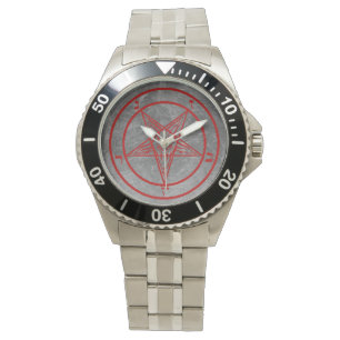 Relógio vermelho de Baphomet do metal