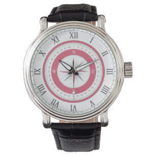 Relógio Vermelho e Branco em Compass Náutico