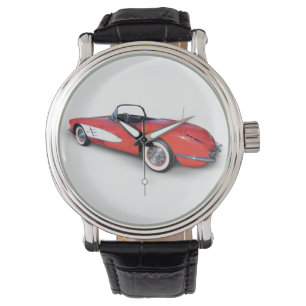 Relógio vermelho retro corveta 1960