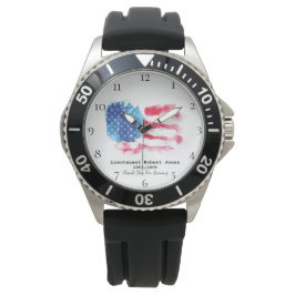Relógio *~* Veterano Militar Vermelho Branco Azul EUA Band