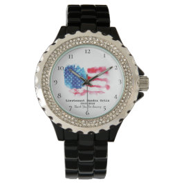 Relógio *~* Veterano Militar Vermelho Branco Azul EUA Band