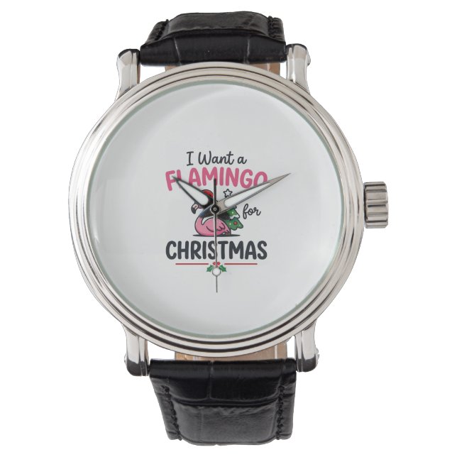 Relógio Vetor de Citação de Natal de Flamingo (Frente)