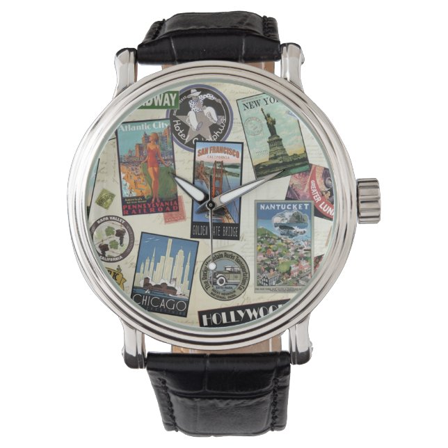 Relógio Viagens vintage moderna EUA (Frente)