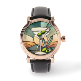 Relógio Vidro De meio século 2 Olive Martini