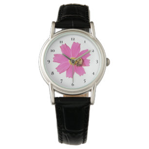 Relógio Vigilância de Flor do Cosmos Rosa Vivo