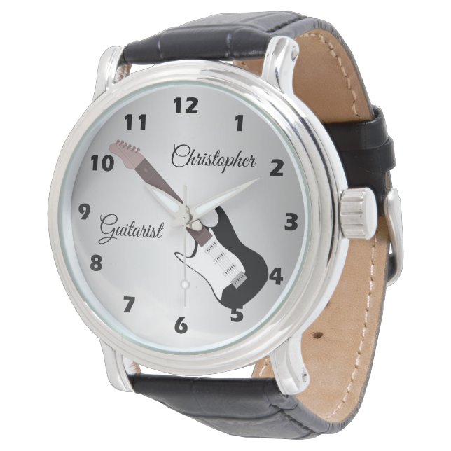 Relógio Vigilância Elétrica de Violão Negro (Angular)