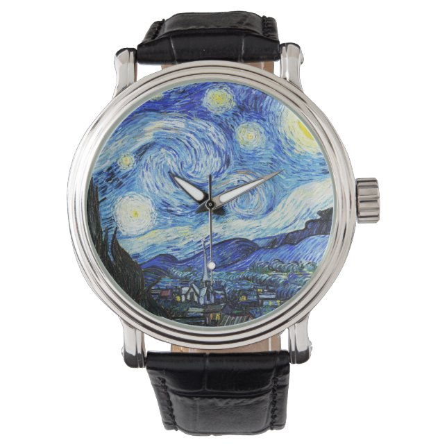 Relógio Vincent Van Gogh, pintura A Noite Estrelada (Frente)