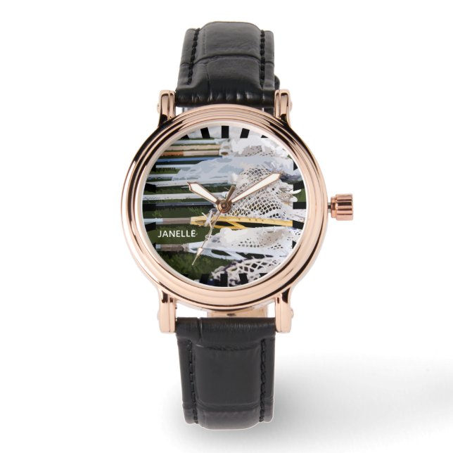 Relógio Vinhetas de Lacrosse com Aquarela (Frente)