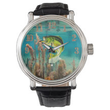 Vintage Black Leather Bass Watch