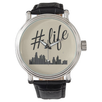 Relógio Vintage Black Leather Strap masculino