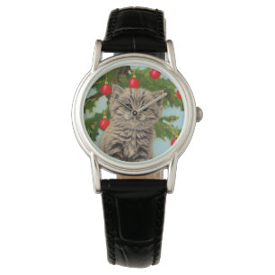 Relógio Vintage Cat e Árvore de Natal