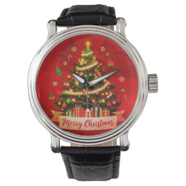 Relógio Vintage de Natal, Black Leather Strap Watch