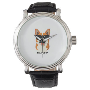 Relógio Vintage Ei, Patas para Cima Corgi com Óculos de So