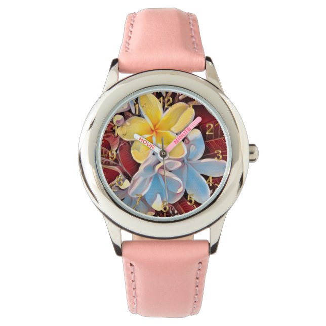 Relógio Vintage Frangipani Tree Pop Art, Girls Watch (Frente)