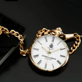 Relógio Vintage Gold Pocket Personalized with Names & Date