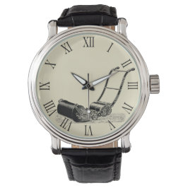 Relógio Vintage Illustration Lawn Mower Roman Números W