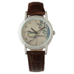 Relógio Vintage japonês Bird e Blossom Art Wrist Watch