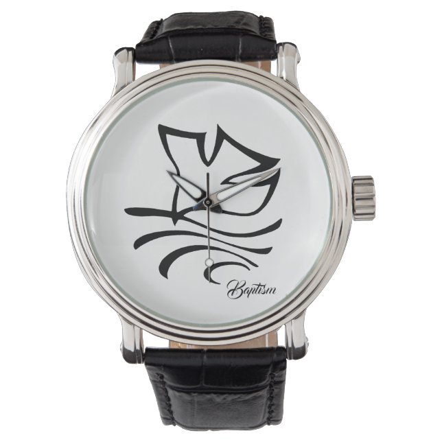 Relógio Vintage Leather-Baptism Dove Watch (Frente)