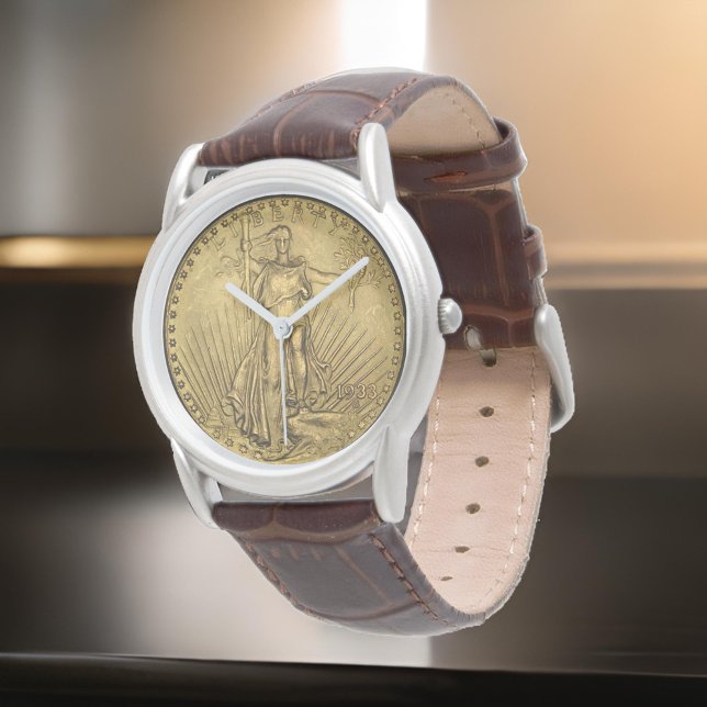 Relógio Vintage Liberty Coin 1933 Dourado Cobre | (Criador carregado)