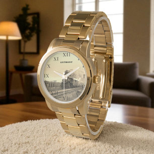 Relógio Vintage Locomotive Train Birthday Black Viagem