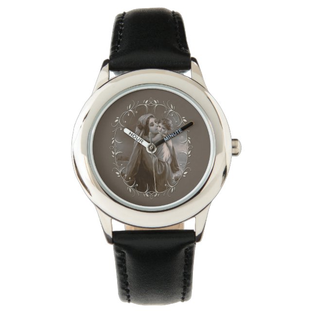 Relógio Vintage Madonna e Child com Silver Frame (Frente)