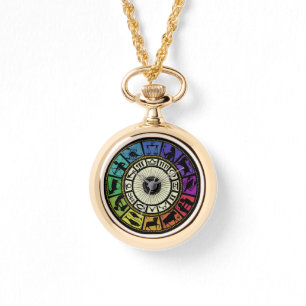 Relógio Vintage Necklace de Roda Zodiac
