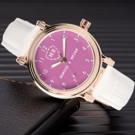 Relógio Vintage pink minimal monogram couple names