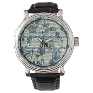 Relógio Vintage Sheet Music Pattern Wrist Watch