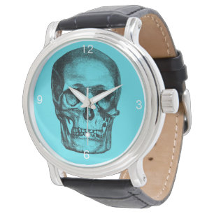 Relógio Vintage Skull Time Pastel Blue