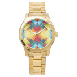 Relógio Vintage Vibs Em Cores: Na moda Geométrico Forms