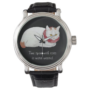 Relógio Vintage White Cat Art Cote Watch