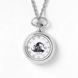 Relógio Vintage Witch Hat White Witchcraft Necklace Ewatch