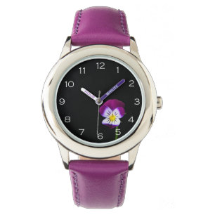 Relógio Violet Flower White Numbers Kids Watch cn
