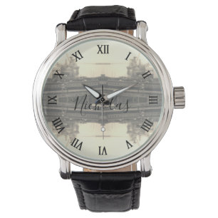 Relógio Vista geral do porto de Argel Argélia vintage