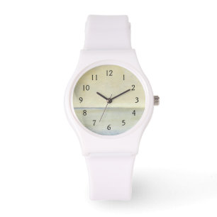 Relógio Vista marítima com Sunset de Laranja Tranquilo