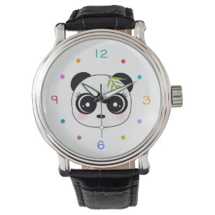 Relógio visual e colorido do panda