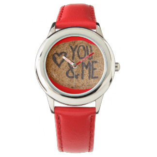 Relógio VOCÊ&E EU  Bezels Personalizados com Corações Verm